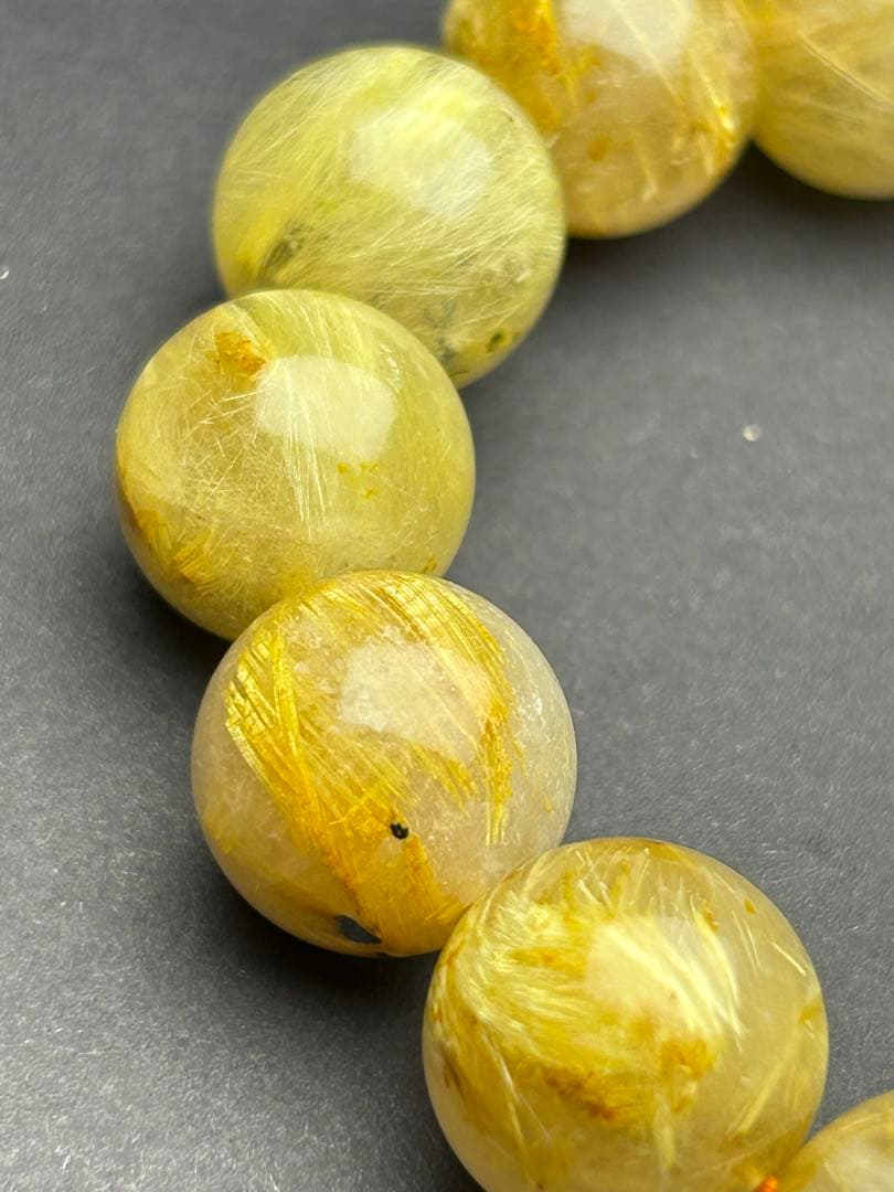 金運最強‼️黄金色❣️大玉14mm‼️ルチル ‼️金針最強‼️タイチンルチルみっしり‼️