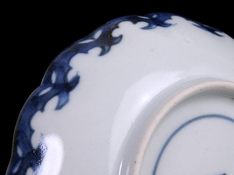 古伊万里　染付　白抜　葦に鷺の図　手塩皿　F401AS-DCj