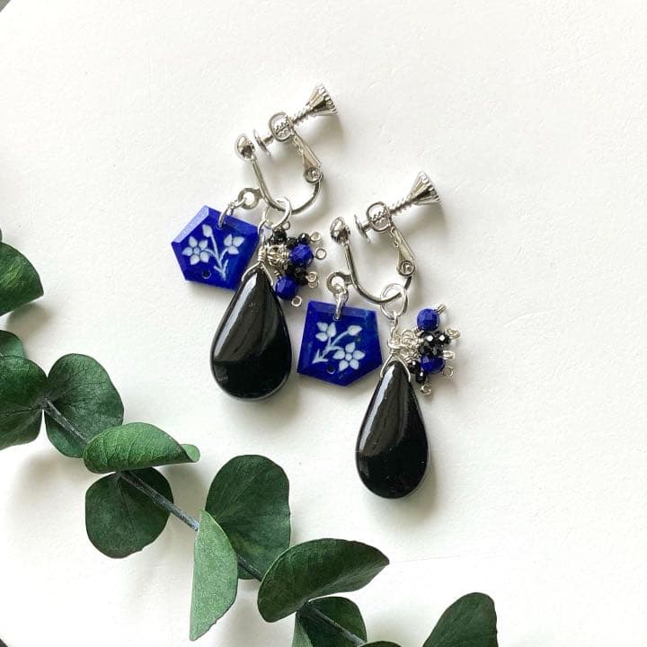 ご検討中 ＊ silver925 ラピスラズリ オニキス イヤリング ＊