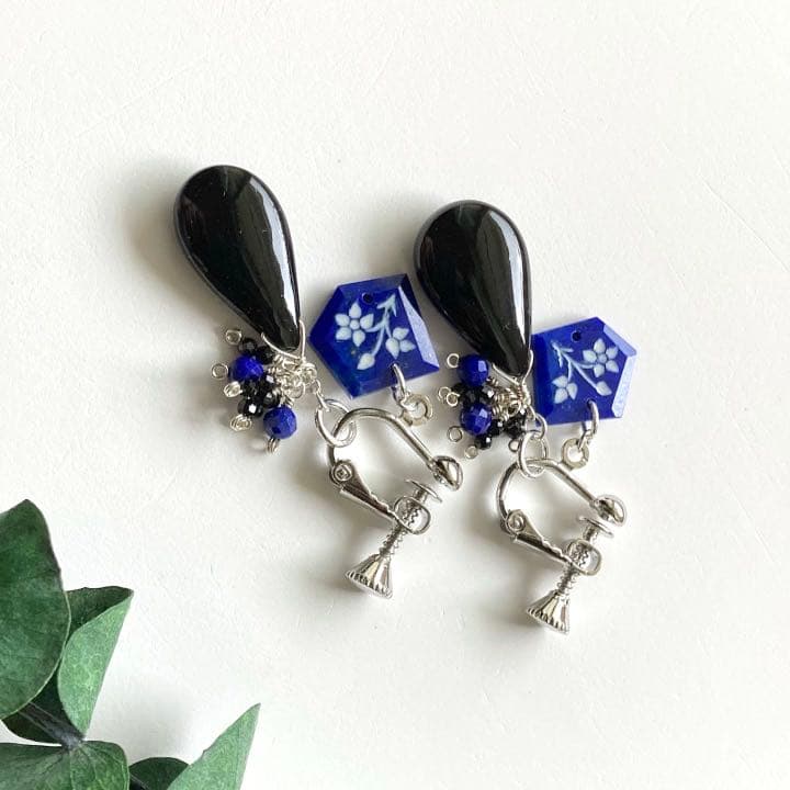 ご検討中 ＊ silver925 ラピスラズリ オニキス イヤリング ＊