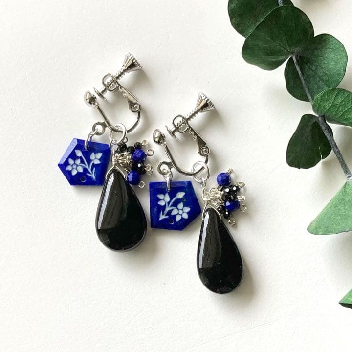 ご検討中 ＊ silver925 ラピスラズリ オニキス イヤリング ＊
