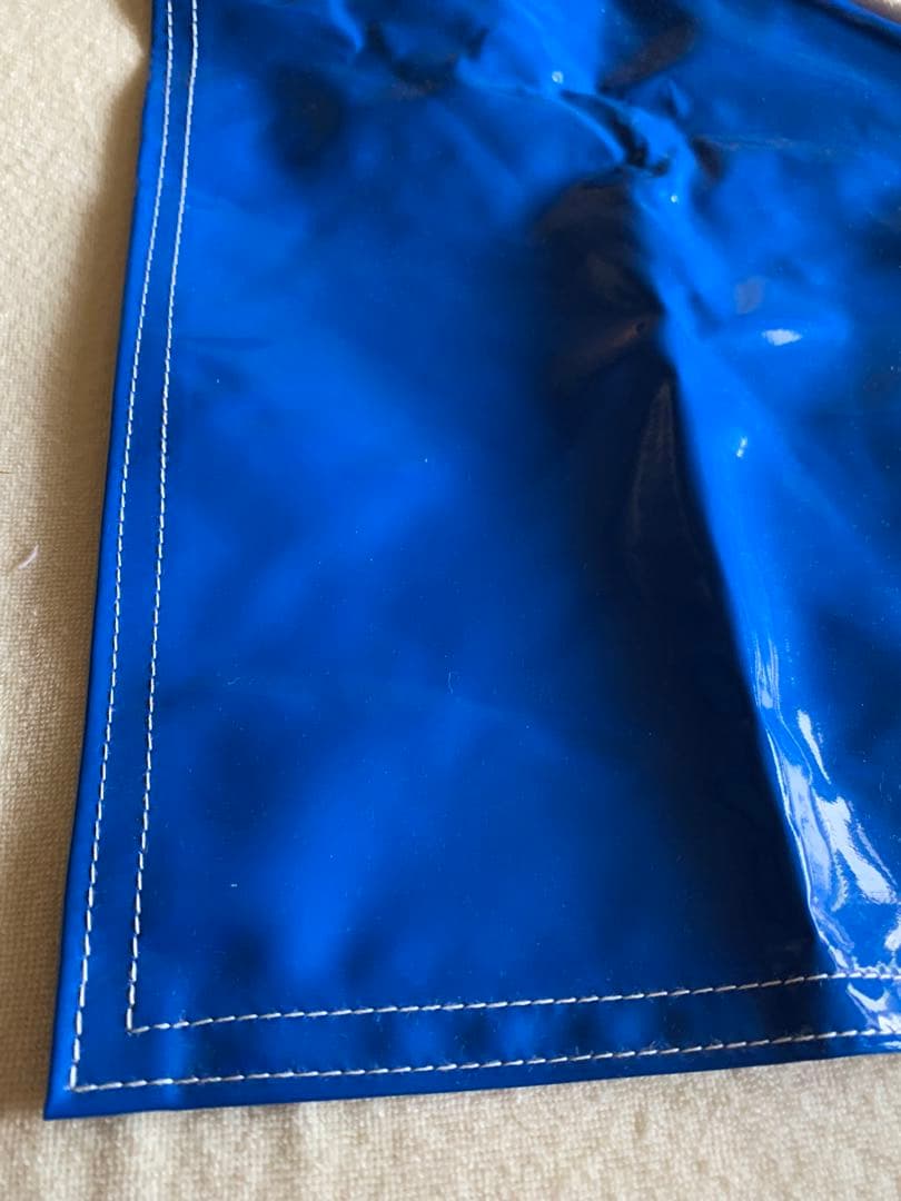 防水エプロン フロントポケット付き エナメル ブルー