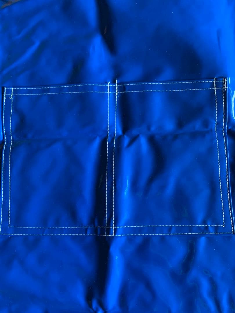 防水エプロン フロントポケット付き エナメル ブルー