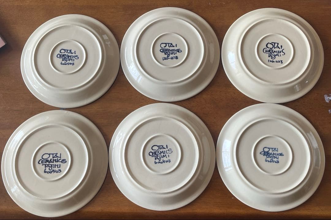 OTAI CERAMICS TAJIMI 多治見　小田井窯　丸皿　食パン皿　６枚