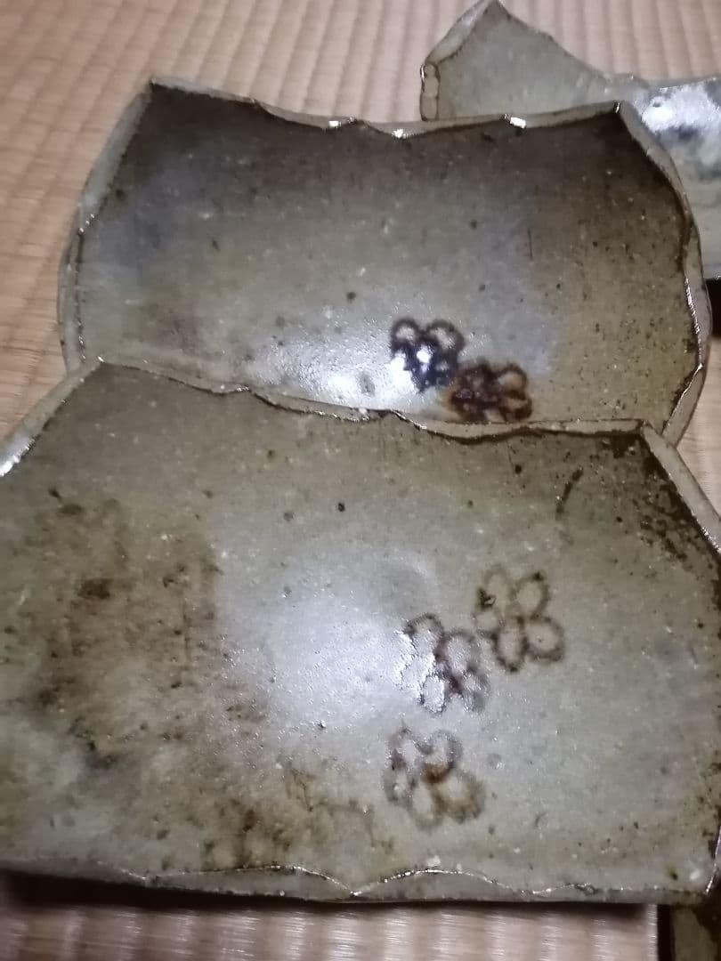 花模様の陶器角皿5個セット