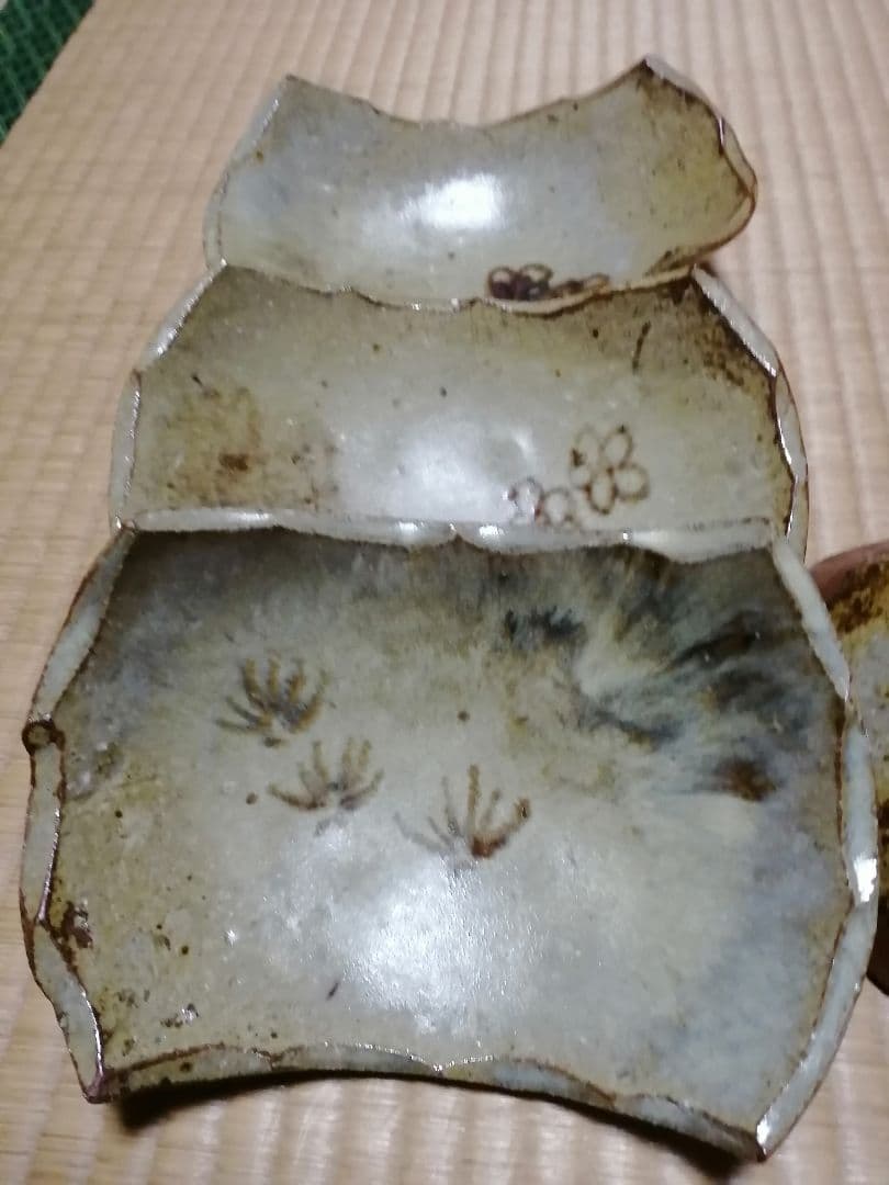 花模様の陶器角皿5個セット