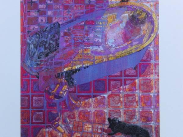 片桐 聖子、bathroom-with cats、超希少額装用画版、新品額装付