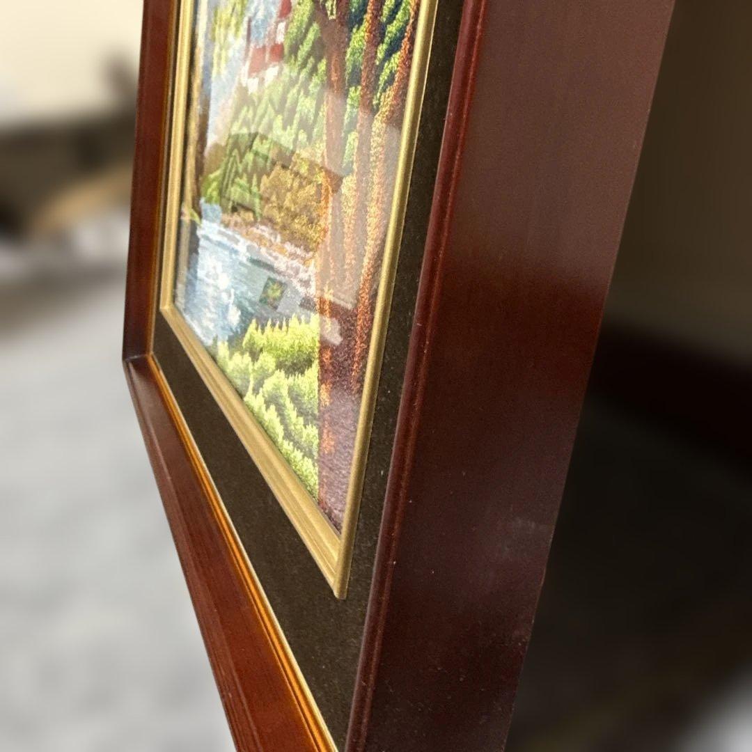 ★超美品★【刺繍風景画】約40cm x 30cm 『見事な刺繍でございます』