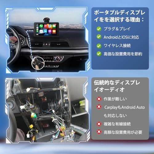 Aディスプレイオーディオ 7インチ ポータブル カーオーディオ バックカメラ付き
