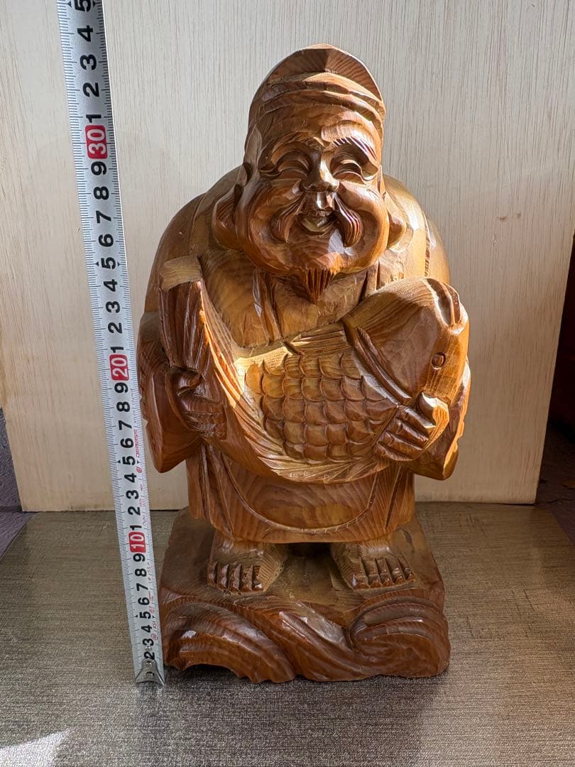 木製 福の神像 二体セット 約30cm