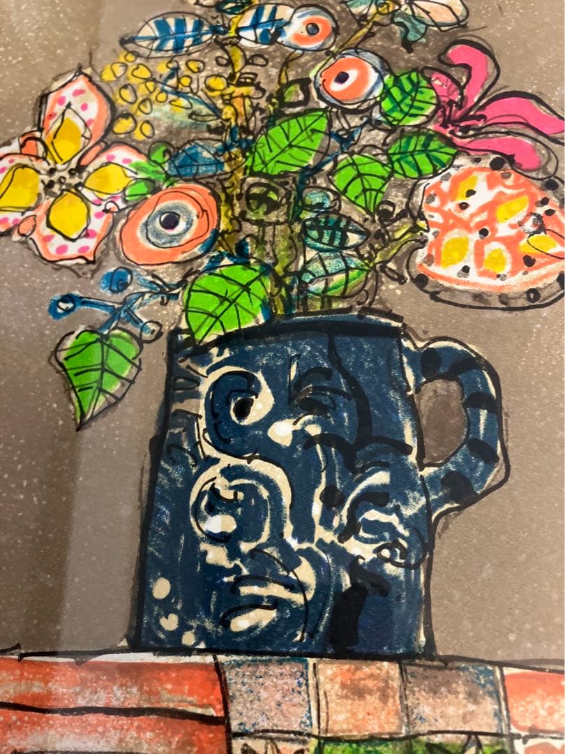 ポール アイズピリaizpiri花瓶付きのカラフルな花束 リトグラフ55/275