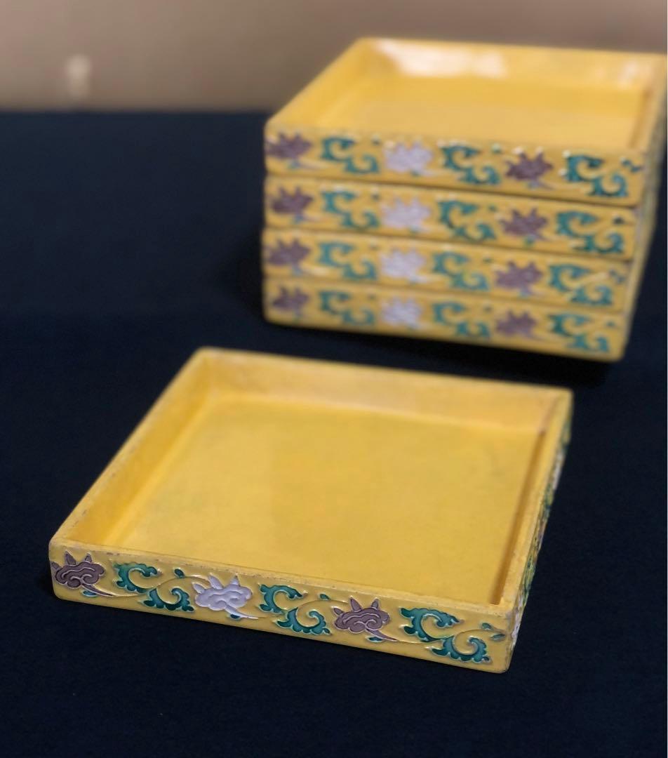 《R》中国古玩 三彩 角皿5客 銘々皿 木箱　251204お3