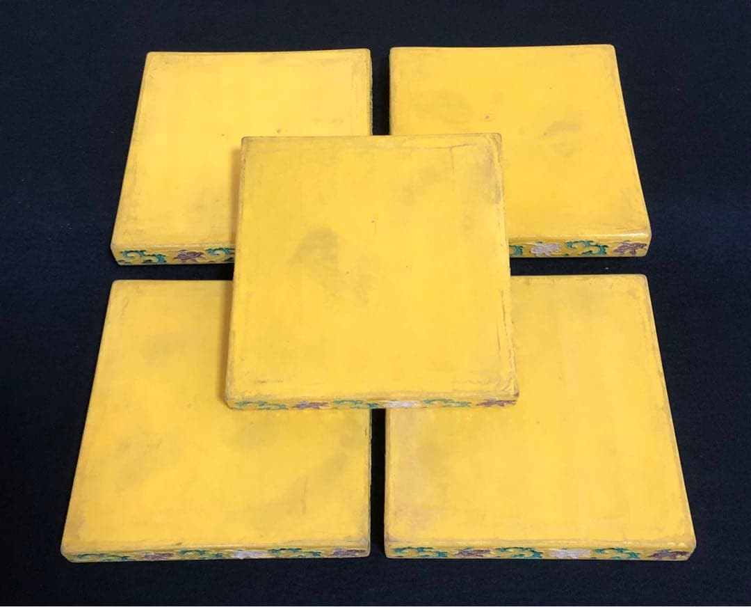 《R》中国古玩 三彩 角皿5客 銘々皿 木箱　251204お3