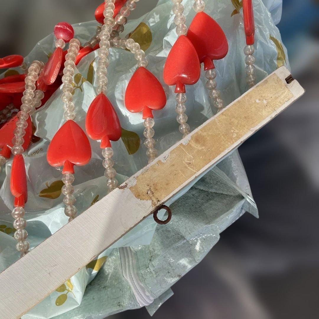 ハート型　のれん　ビーズ　レトロポップ