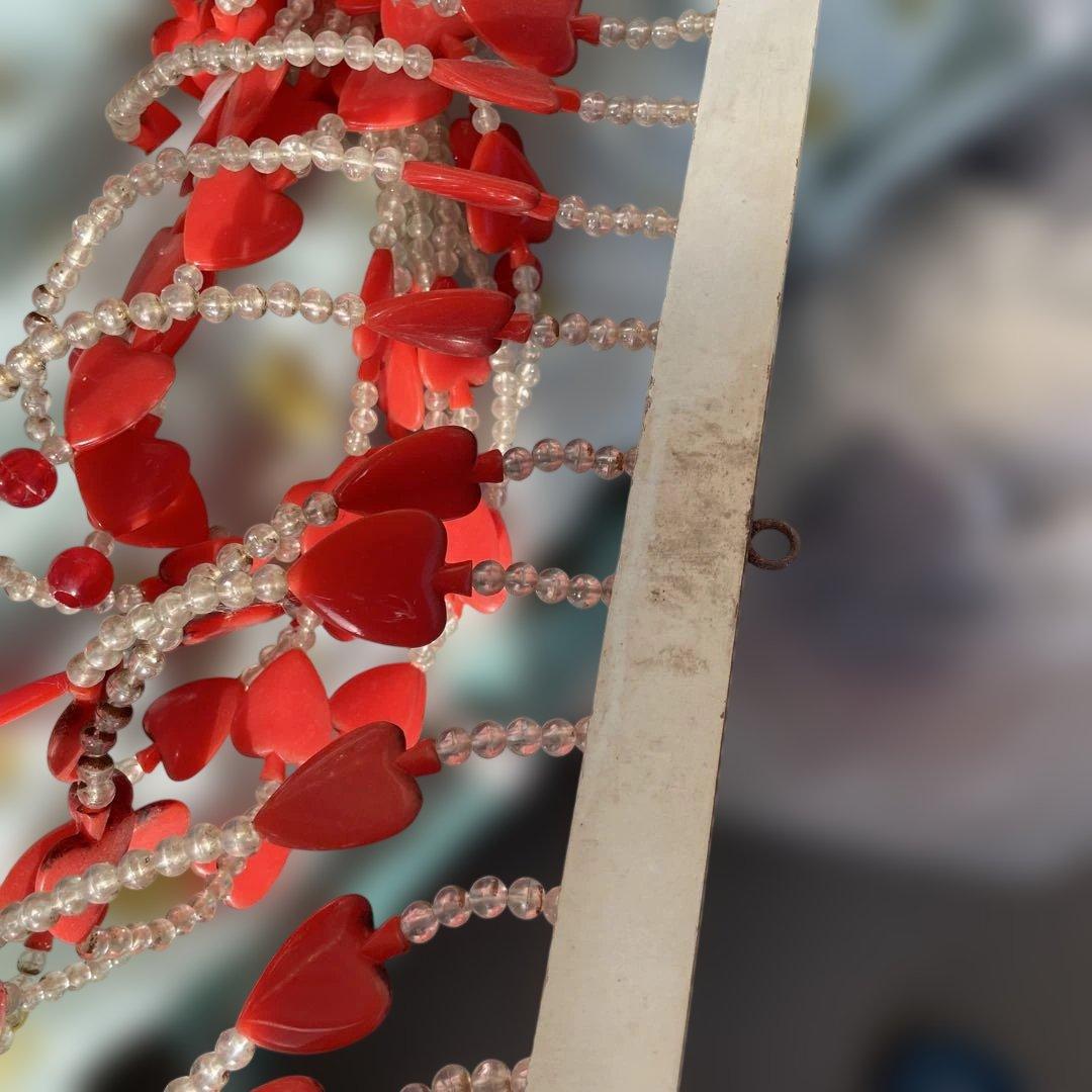 ハート型　のれん　ビーズ　レトロポップ