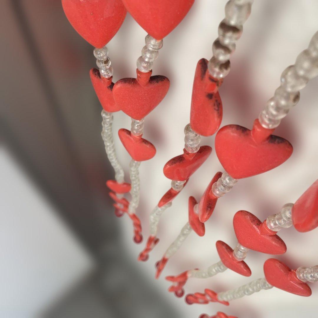 ハート型　のれん　ビーズ　レトロポップ