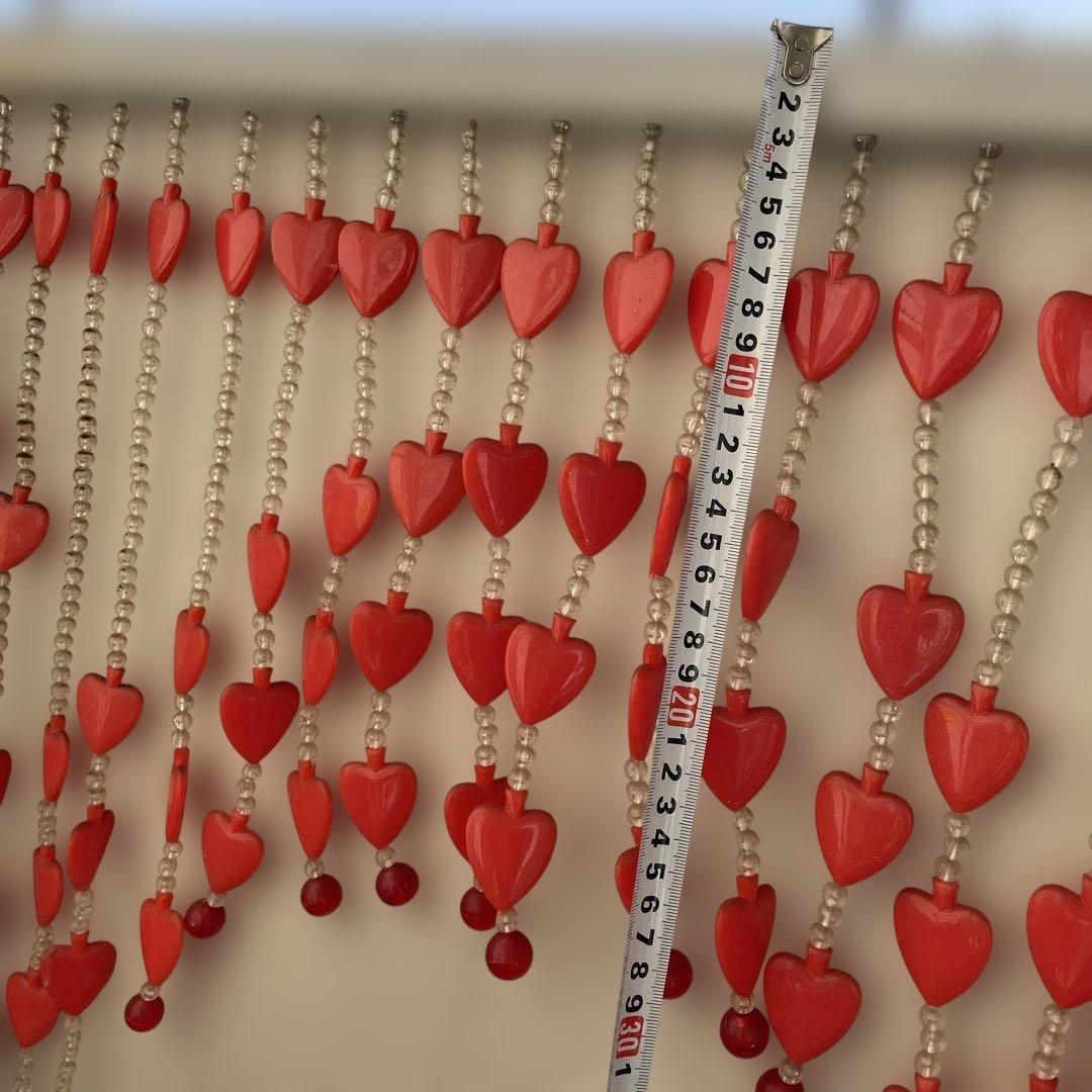 ハート型　のれん　ビーズ　レトロポップ