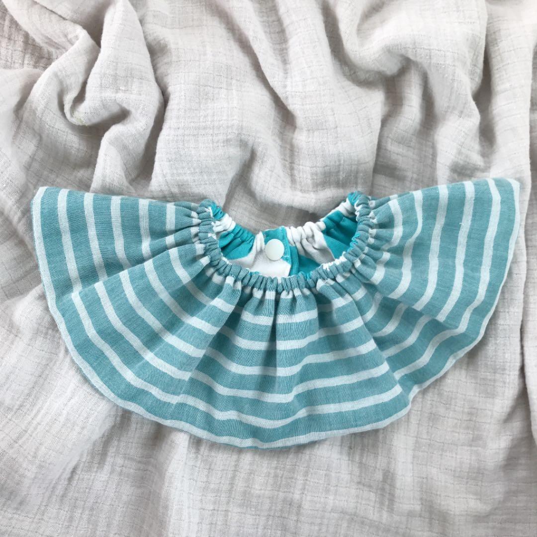 ★ミントランダムドット×ラムネボーダー★ ハンドメイド　リバーシブル　スタイ