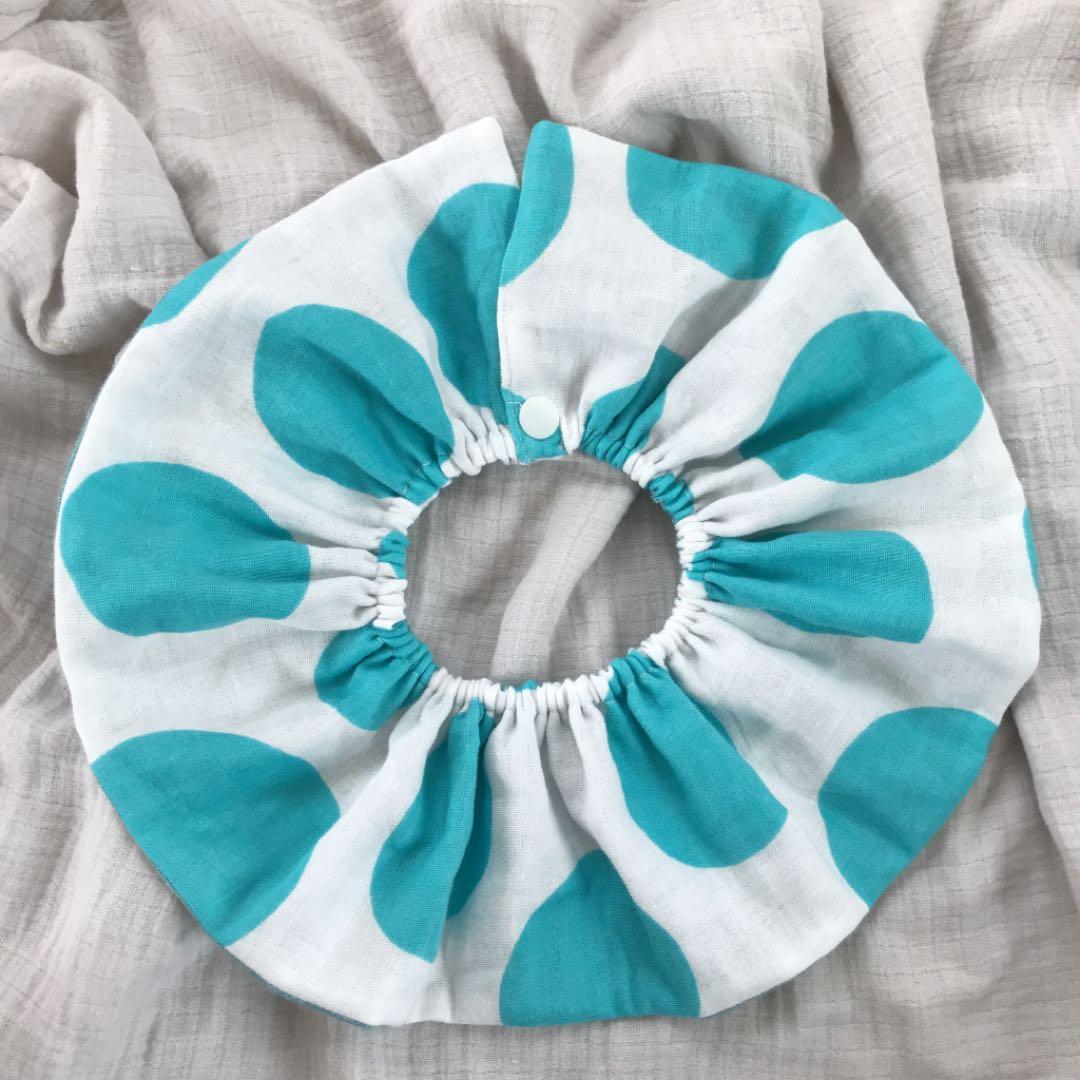 ★ミントランダムドット×ラムネボーダー★ ハンドメイド　リバーシブル　スタイ