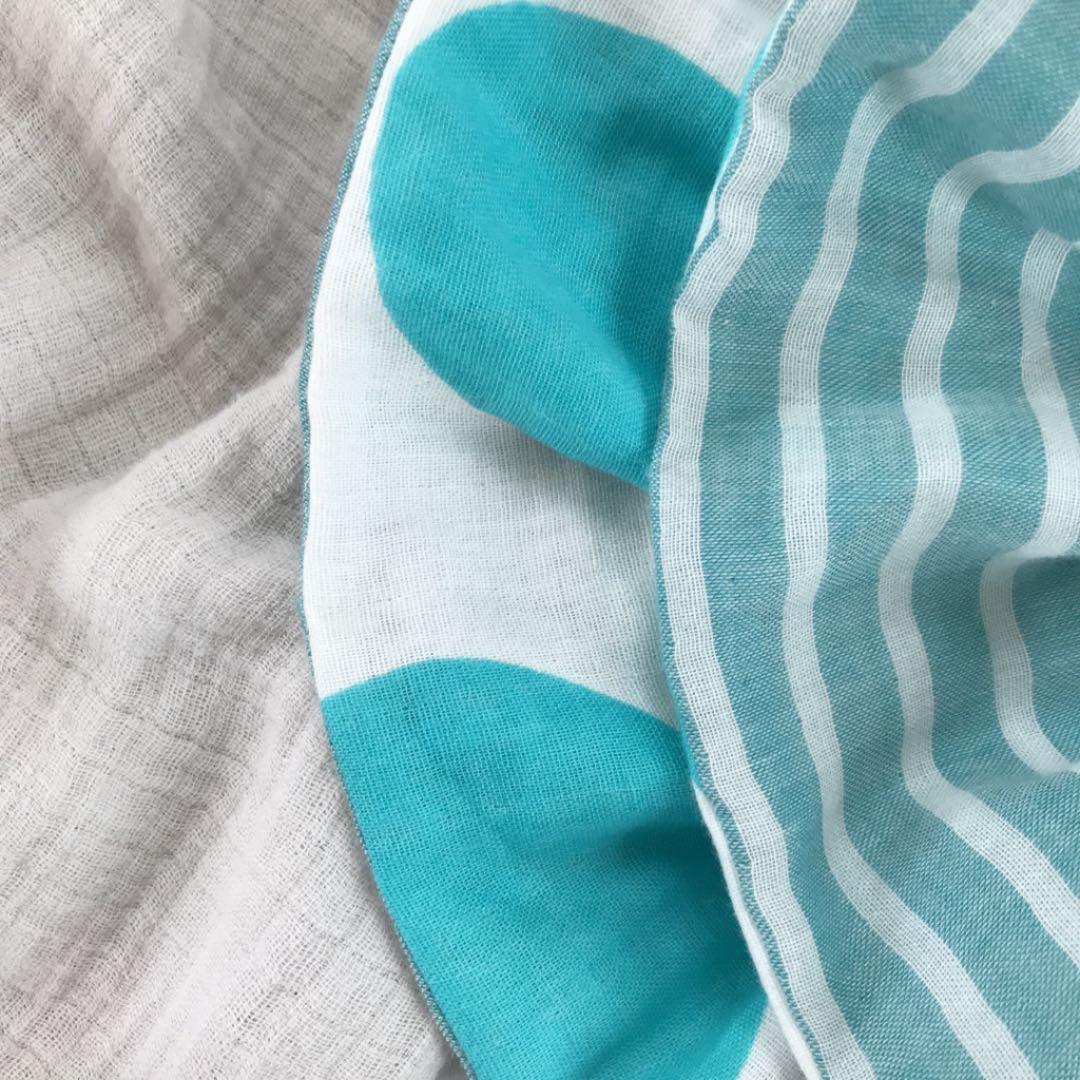 ★ミントランダムドット×ラムネボーダー★ ハンドメイド　リバーシブル　スタイ