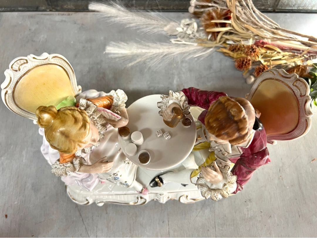 陶器 置物 貴婦人 男爵 貴族 フィギュリン インテリア アンティーク