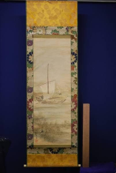 不詳/作者不詳/帆舟図/杉箱付/布袋屋掛軸HD-107
