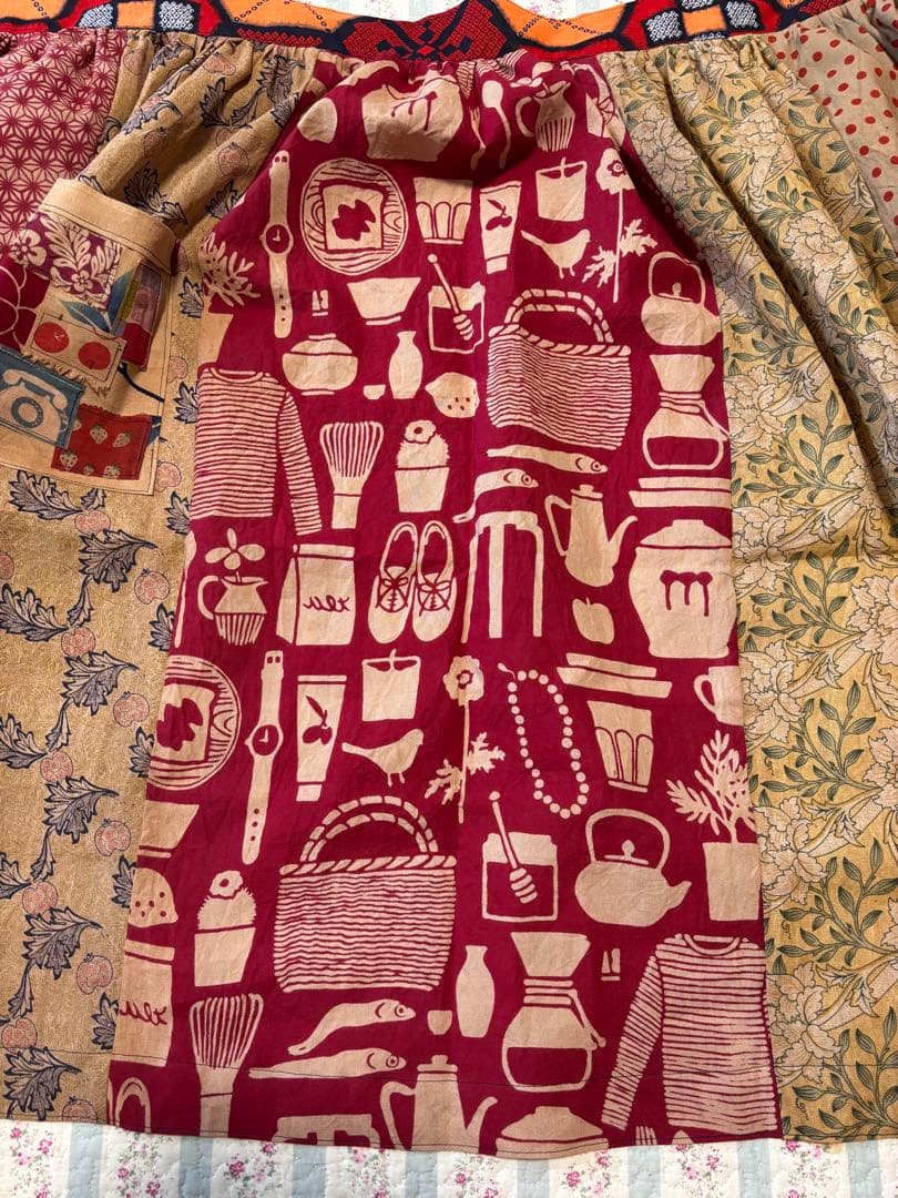 1104 エプロン　かわいい　手ぬぐい　リメイク　handmade 柿渋染　手拭