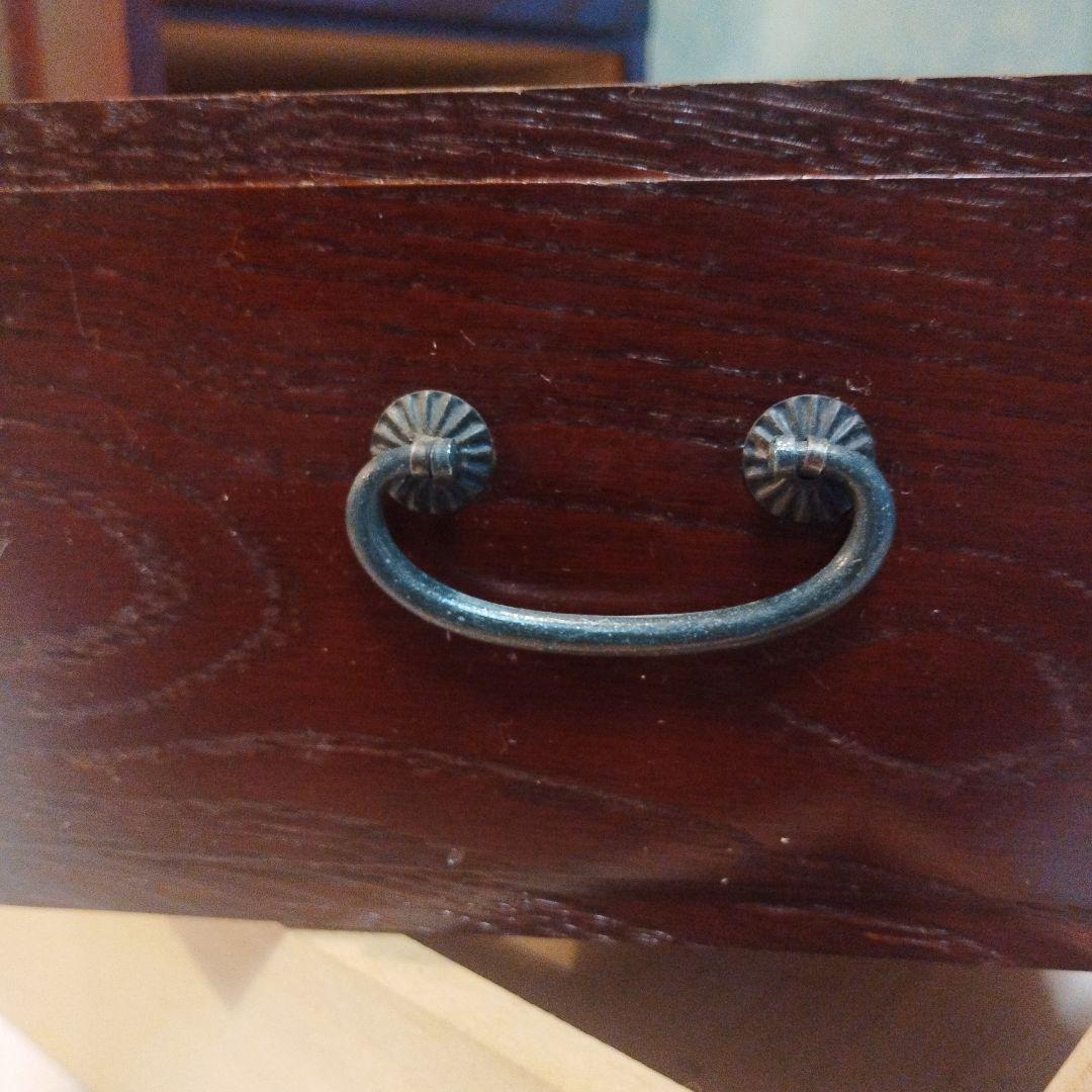 京都古民家より、昭和の鏡付化粧ケース　メイクボックス　木製手提げ