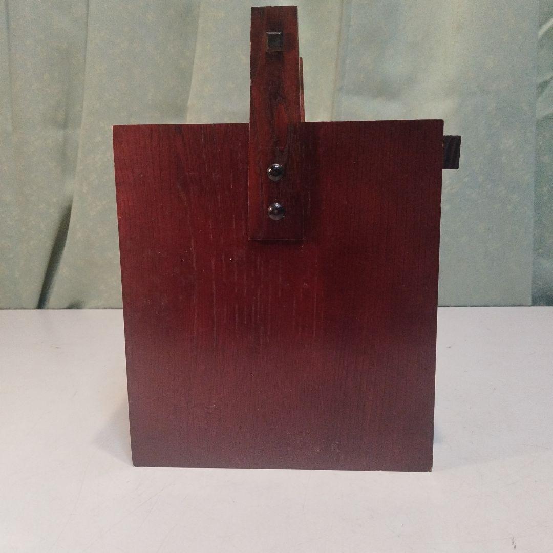 京都古民家より、昭和の鏡付化粧ケース　メイクボックス　木製手提げ