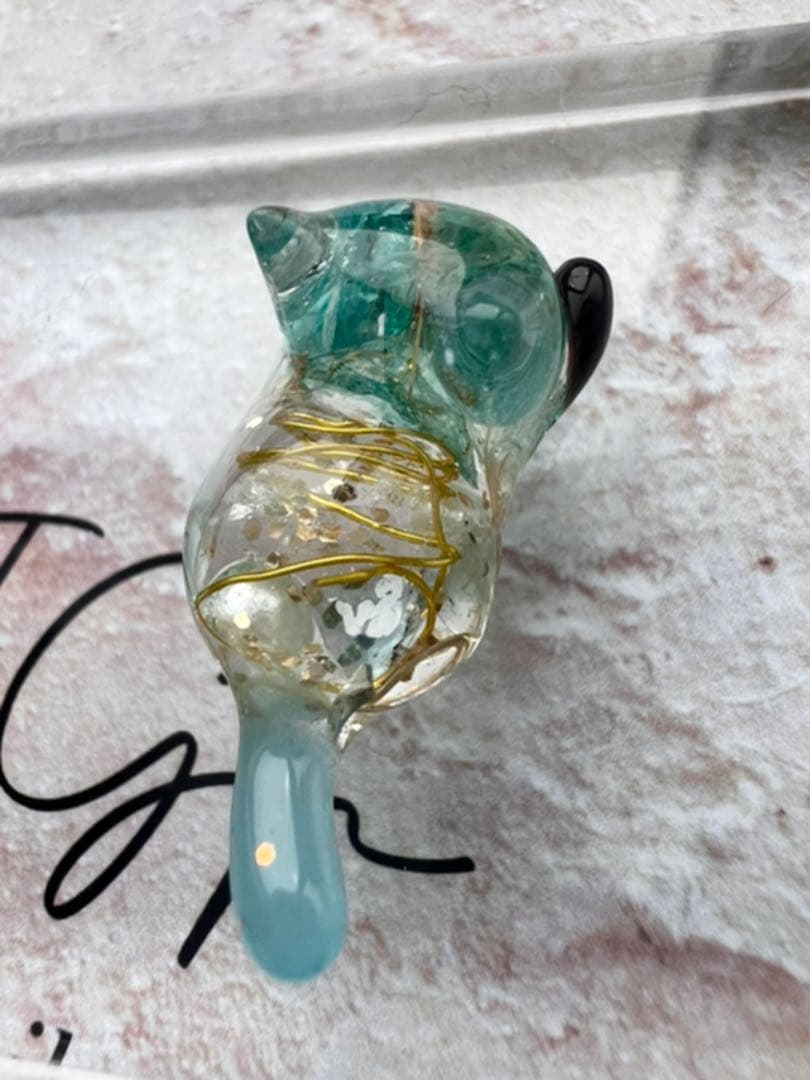 【No.156】オルゴナイト じゃれ猫 ブルーアパタイト パワーストーン