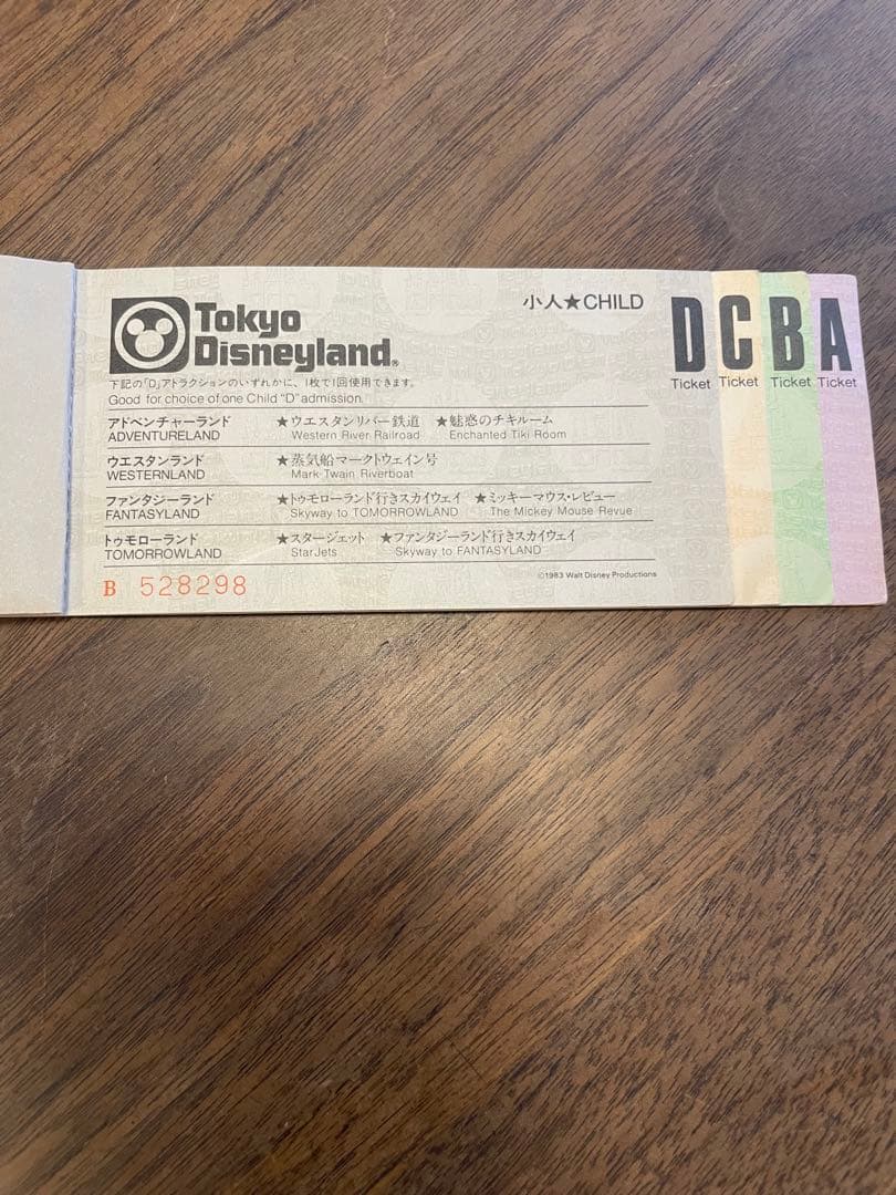 東京ディズニーランド　開園当初(1983年頃)のチケットブック