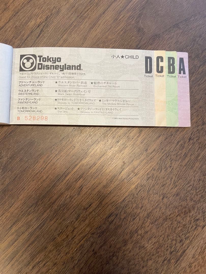 東京ディズニーランド　開園当初(1983年頃)のチケットブック