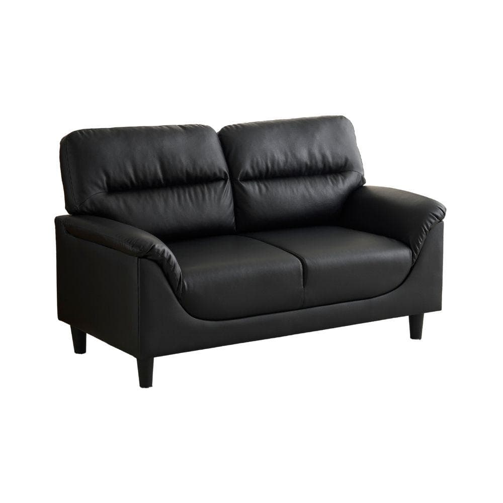 2Pけソファ PUレザー 座面肘掛け一体型 圧力分散 高品質 耐荷重 BLACK