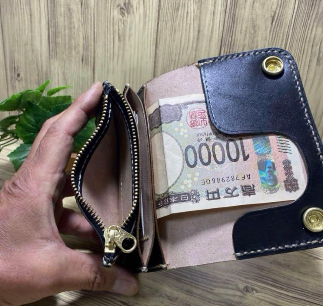 トラッカーウォレット丘染（茶芯）ブラック11