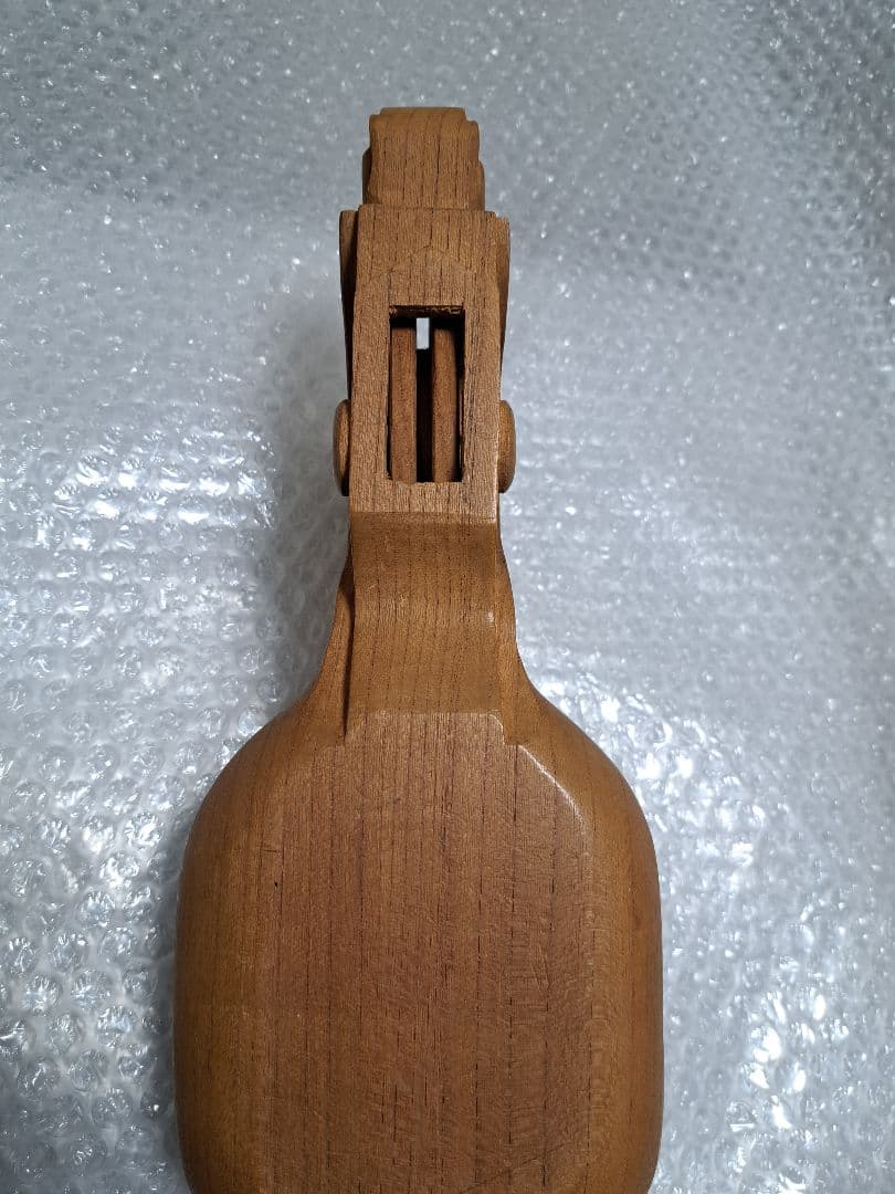 手彫り　墨壺(すみつぼ)　糸通し穴なし　欅(けやき) 鶴亀　全長310㎜　新品