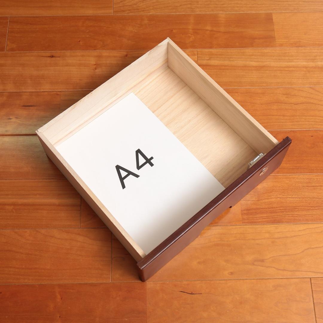 ＜５段＞天然木桐材で軽量！ 組み立て不要 全段カギ付 リビングチェスト ブラウン