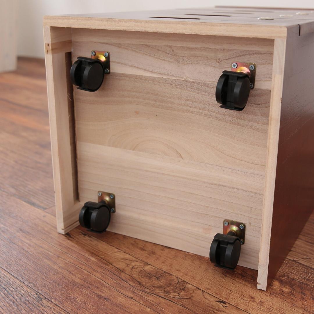 ＜５段＞天然木桐材で軽量！ 組み立て不要 全段カギ付 リビングチェスト ブラウン