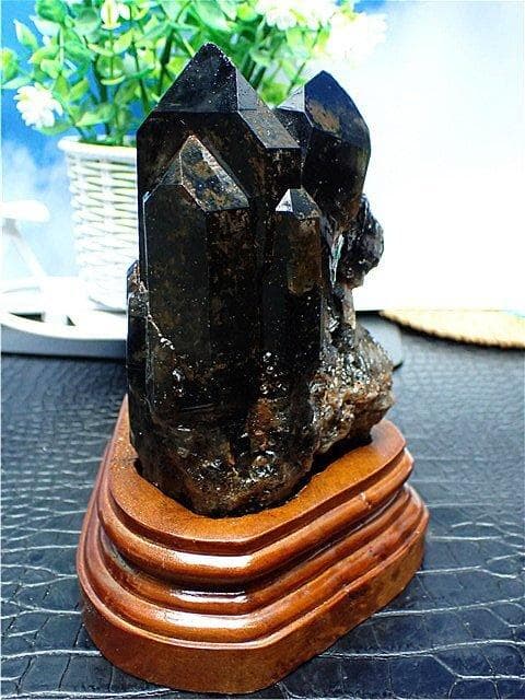 1260gAAA級魔除け天然モリオン黒水晶クラスターYT6C6/193C07C