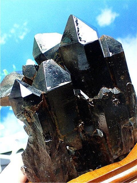 1260gAAA級魔除け天然モリオン黒水晶クラスターYT6C6/193C07C