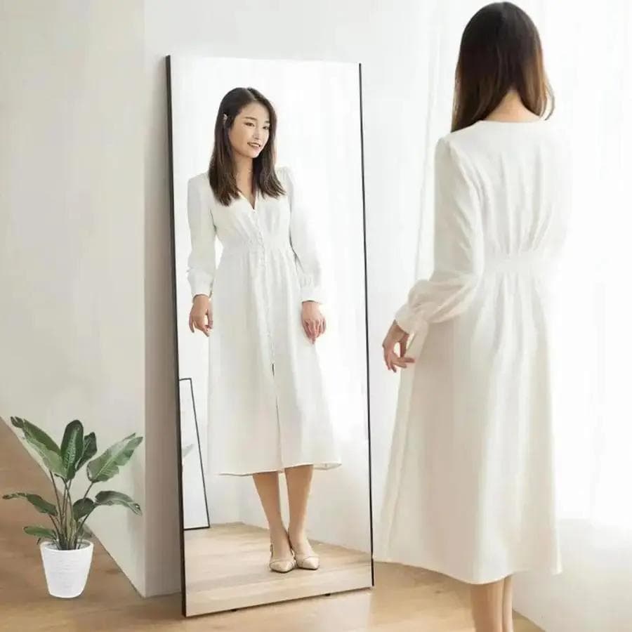 スタンドミラー 全身鏡 姿見鏡 壁掛け 2Way フィルムミラー　【ホワイト】