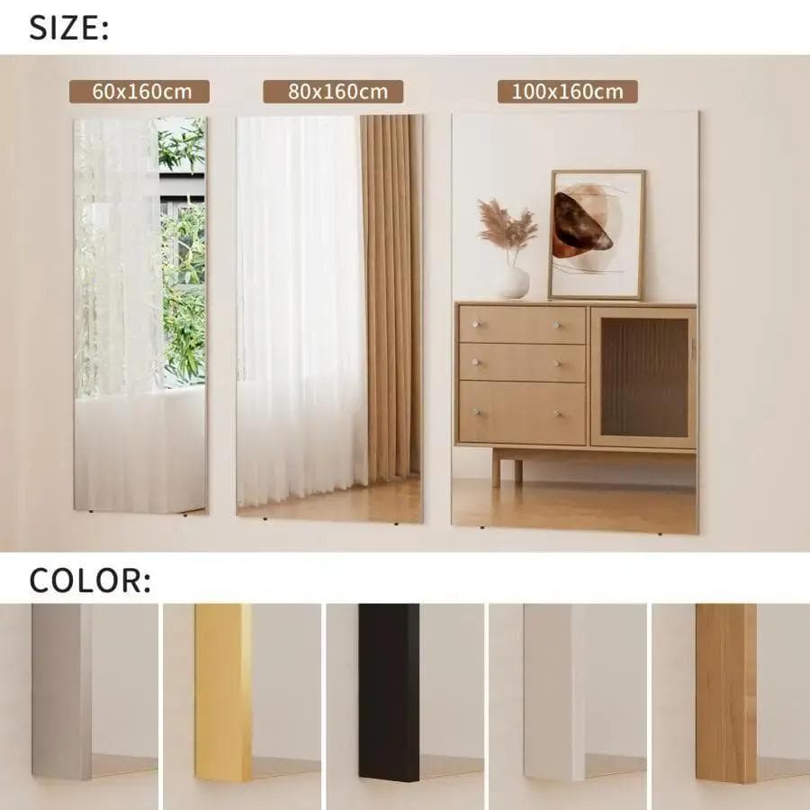 スタンドミラー 全身鏡 姿見鏡 壁掛け 2Way フィルムミラー　【ホワイト】
