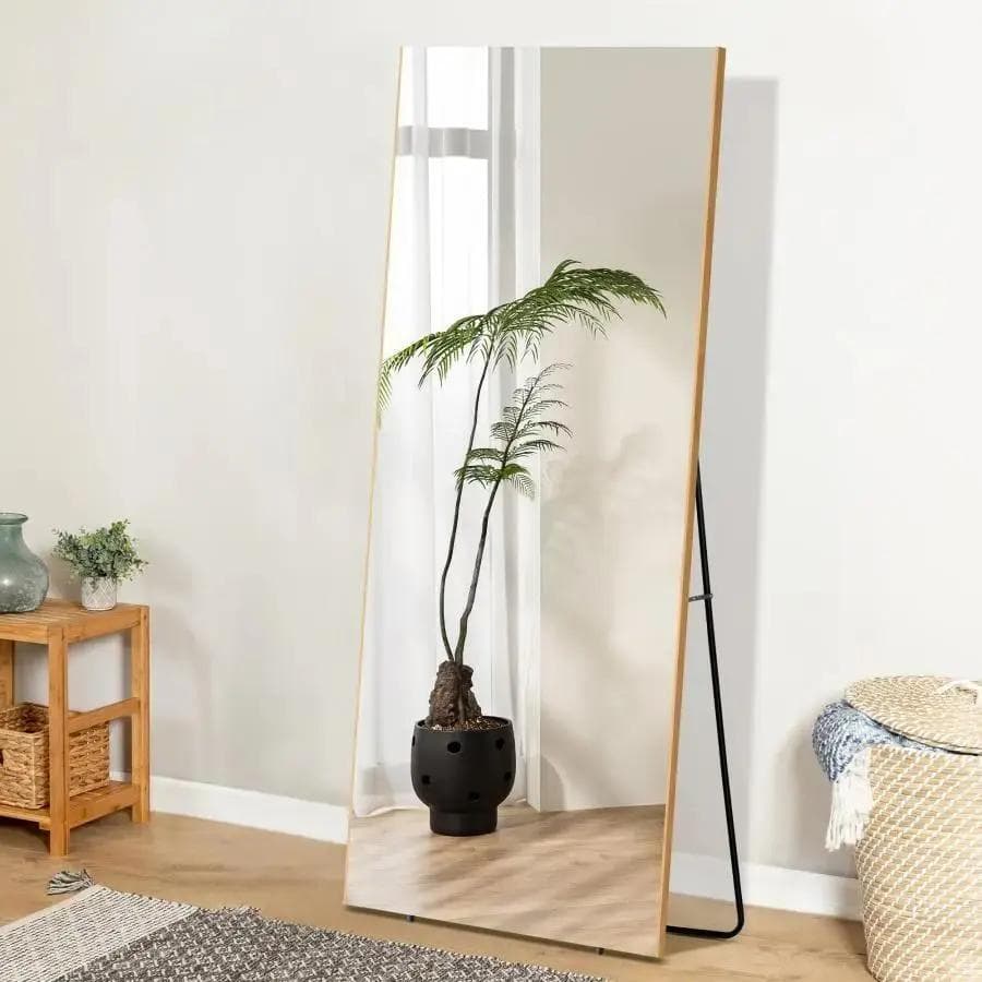 スタンドミラー 全身鏡 姿見鏡 壁掛け 2Way フィルムミラー　【ホワイト】