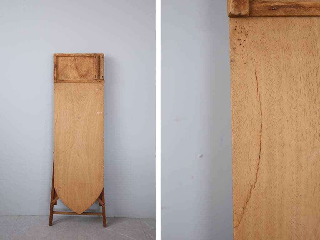 英国アンティーク折畳式アイロンボード/木製テーブル机/飾り棚/花台(92-45)