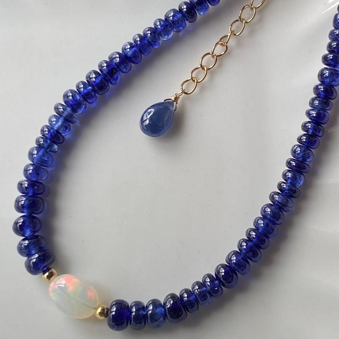 サファイア&プレシャスオパール✴︎14kgfワイヤーブレスレットB196