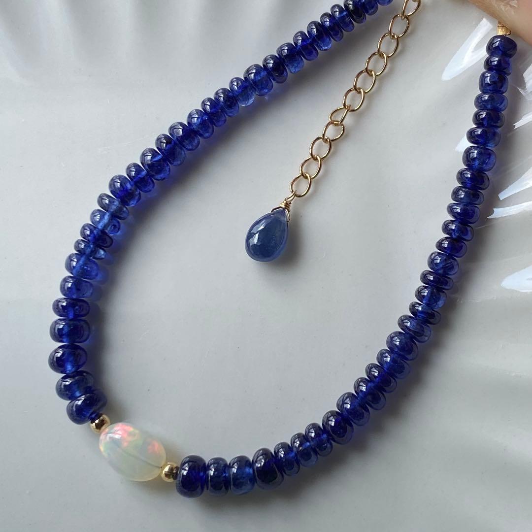 サファイア&プレシャスオパール✴︎14kgfワイヤーブレスレットB196