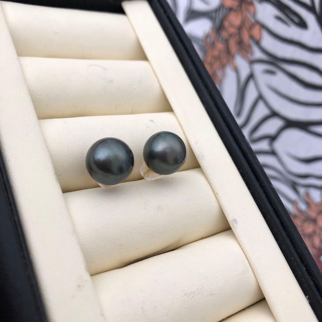 年末感謝セール　黒蝶真珠ピアスLN6