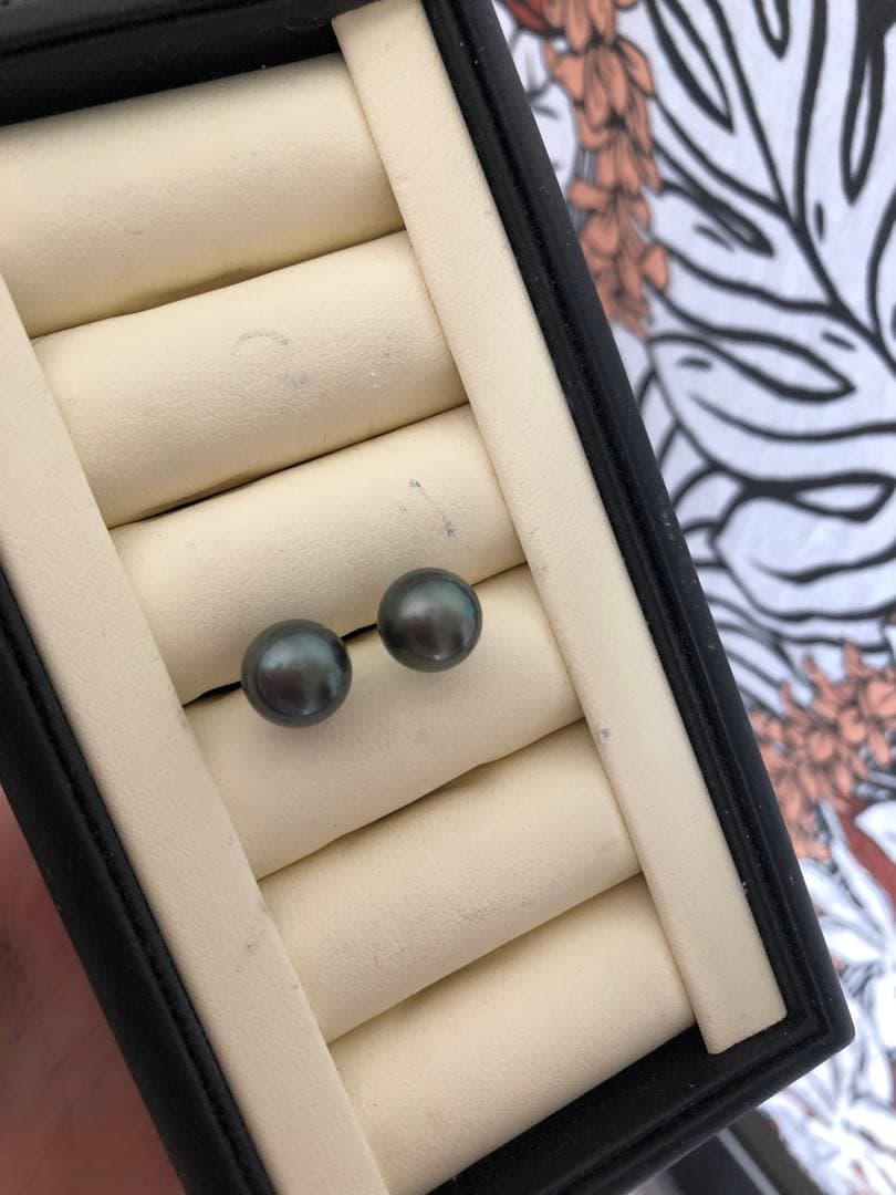 年末感謝セール　黒蝶真珠ピアスLN6