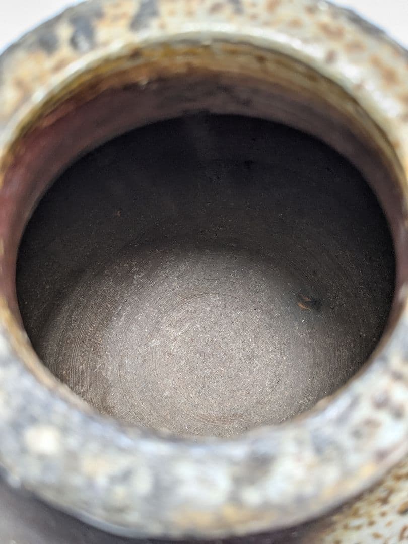 備前焼 窯変扁壺 扁壷 耳付花入 花器 フラワーベース 胡麻窯変 玉垂れ 花瓶