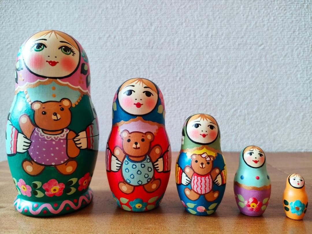 【LYH010】 北欧ロシア雑貨、マトリョーシカ【くまのぬいぐるみ】