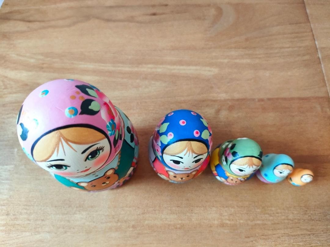 【LYH010】 北欧ロシア雑貨、マトリョーシカ【くまのぬいぐるみ】